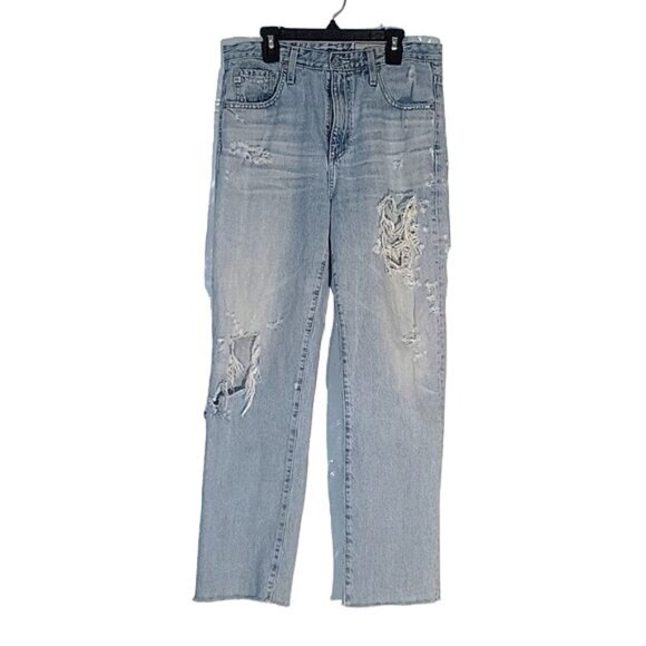 AGOLDE Vintage-Look‎ High-Waist pinch waist Distressed Straight-Leg Denim Jeans - Picture 2 of 13